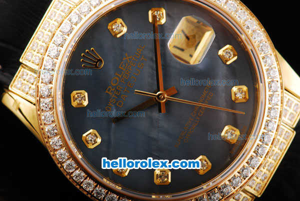 Rolex Datejust Swiss ETA 2836 Automatic Movement Black Dial with Diamond Bezel-Diamond Markers - Click Image to Close